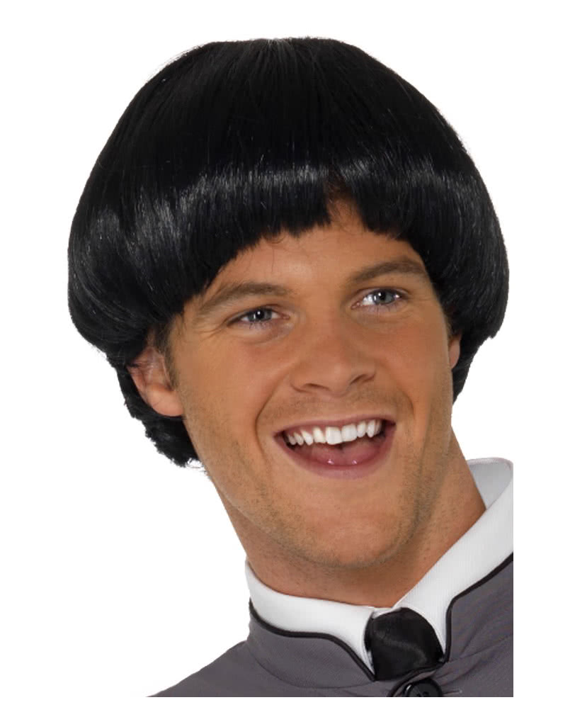 Pilzkopf Perücke Schwarz Rockstar Perücke für Männer