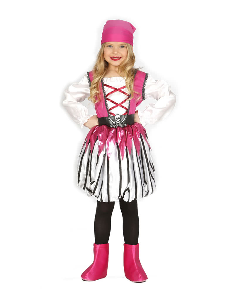 Pinke Piratin Kinderkostüm für Fasching M (5-6)