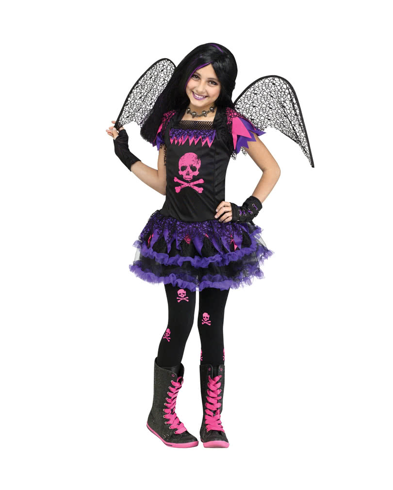 Pinkes Skull Fairy Kostüm Punk Fee Halloween Mädchen Kleid S