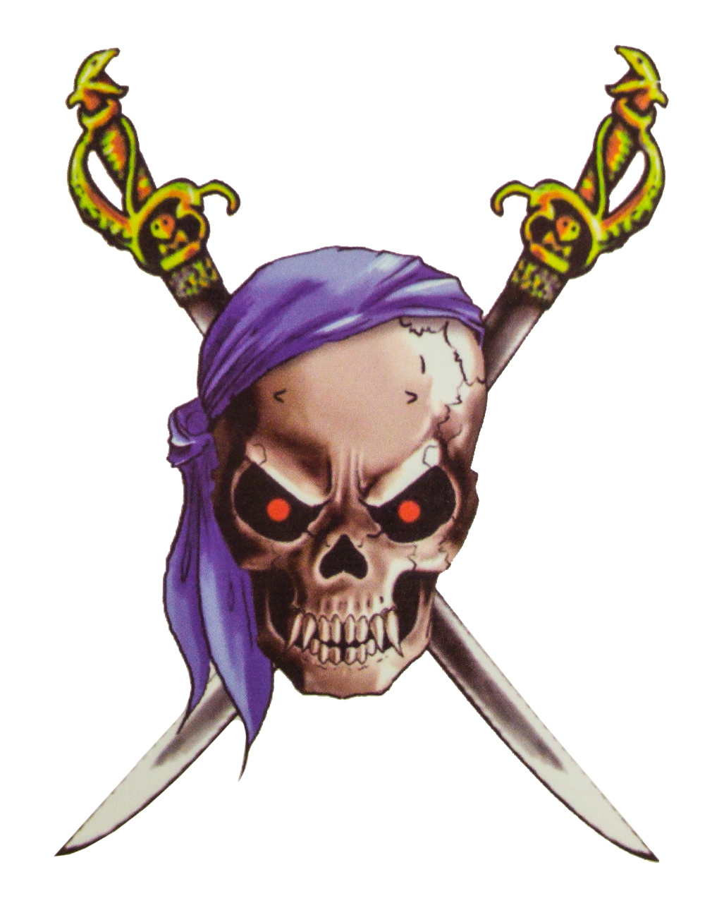 Piraten Tattoo mit Bandana und Säbeln   Aufklebe Tattoo