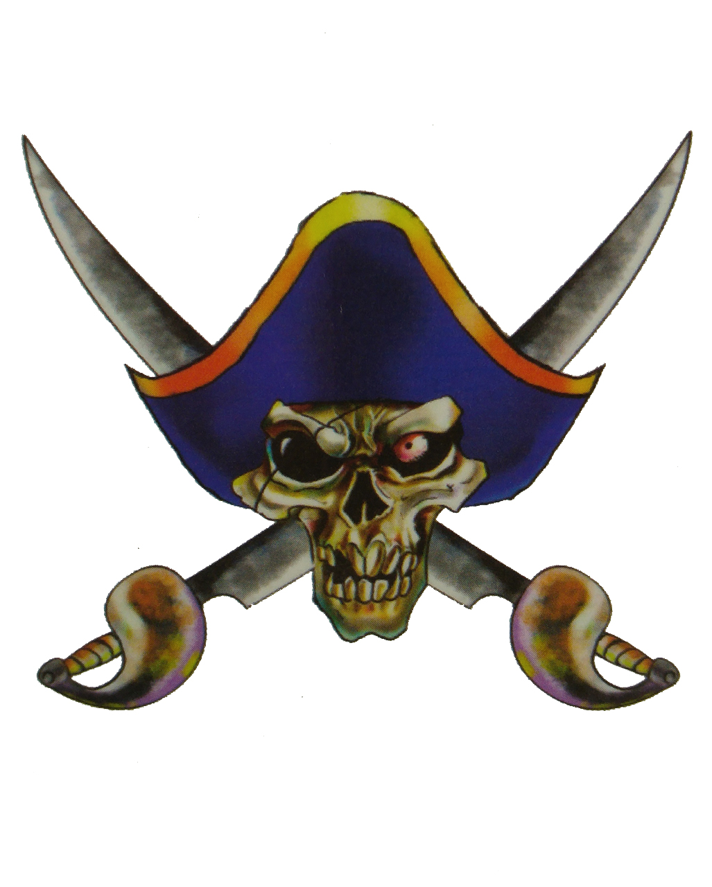 Piraten Tattoo mit Hut und Säbeln Piratenschmuck Piratentattoo