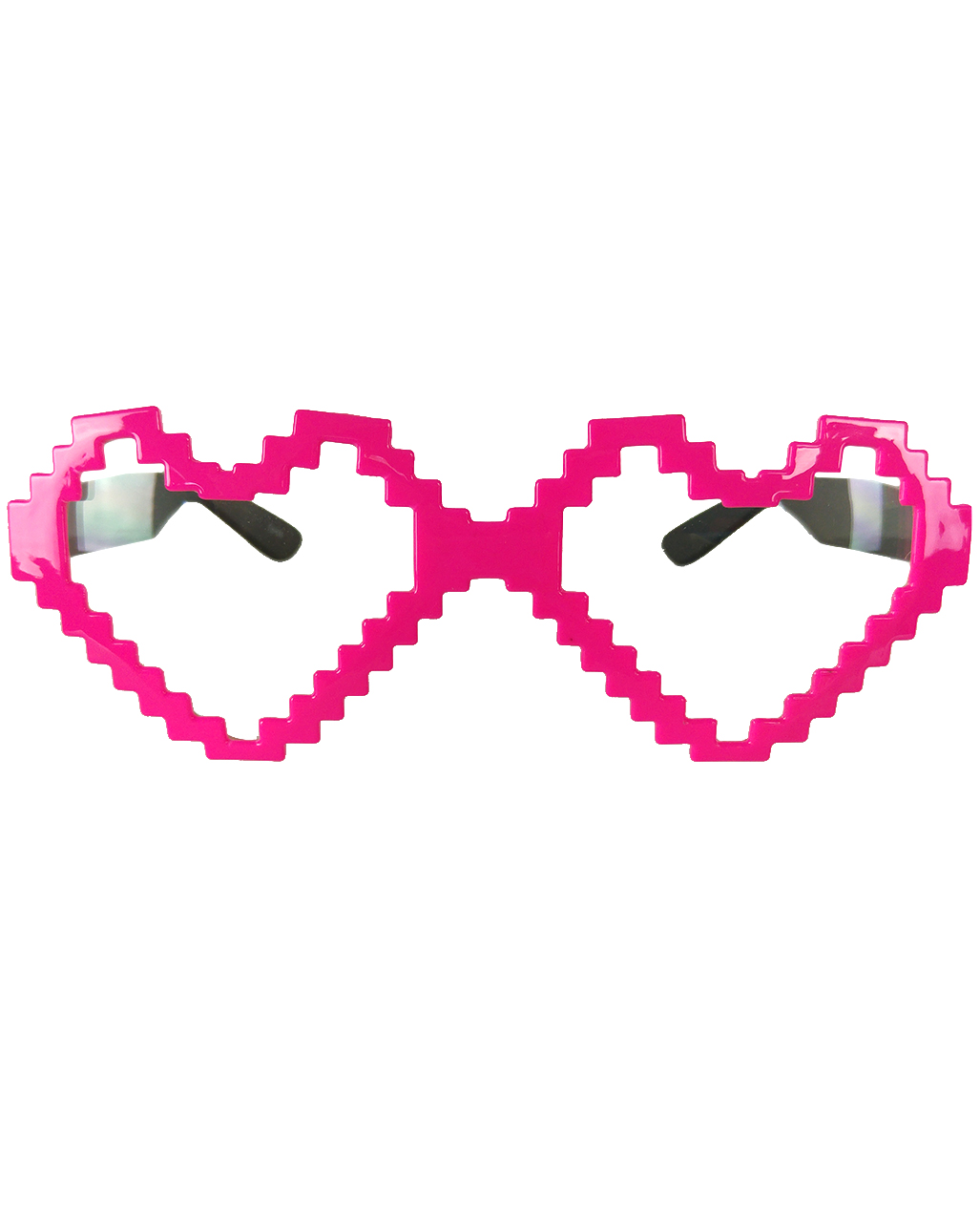 Pixel Herz Brille neonpink  Faschingsbrille