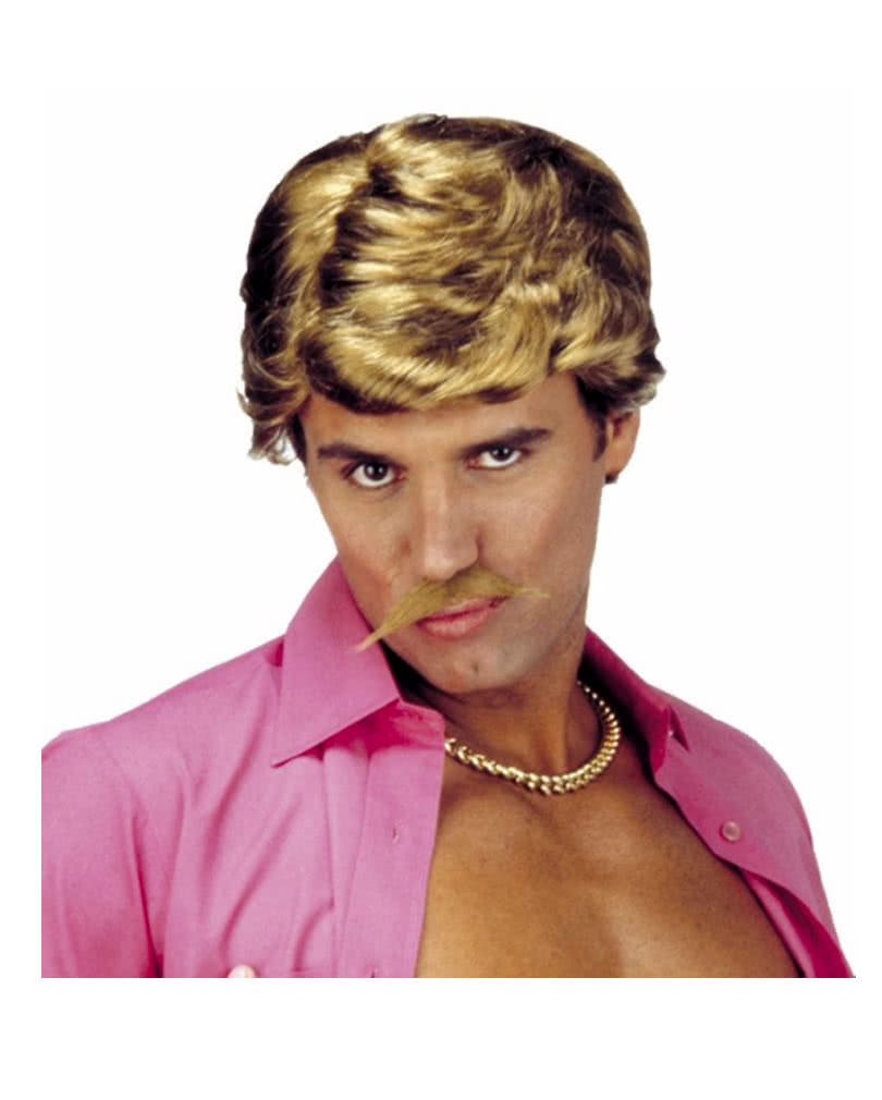 Hellbraune Playboy Perücke & Bart Männerperücken für Fasching