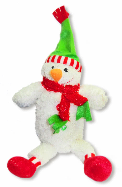 Plüsch Schneemann mit grüner Mütze -Deko Schneemann-Weihnachtsdeko
