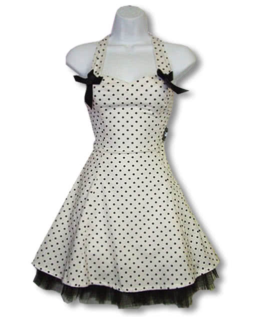 Polka Dot Kleid Weiss petticoat kleid, gothic kleid, sommerkleid L / 38