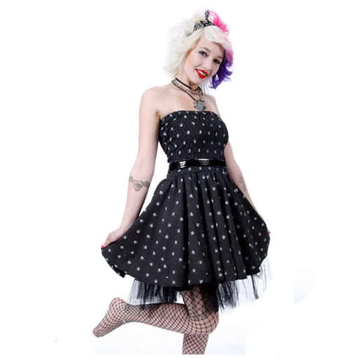 Polka Dot Petticoat Kleid mit Tüll  Rockabilly Kleidung kaufen S / 36