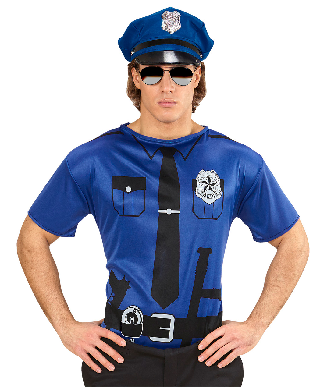 US Polizist T-Shirt als Cop Kostümzubehör M/L