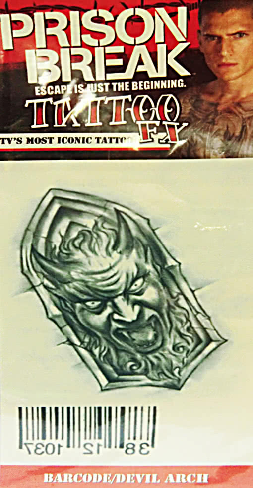 Prison Break Tattoo Teufel mit Barcode   Klebetattoo für dein