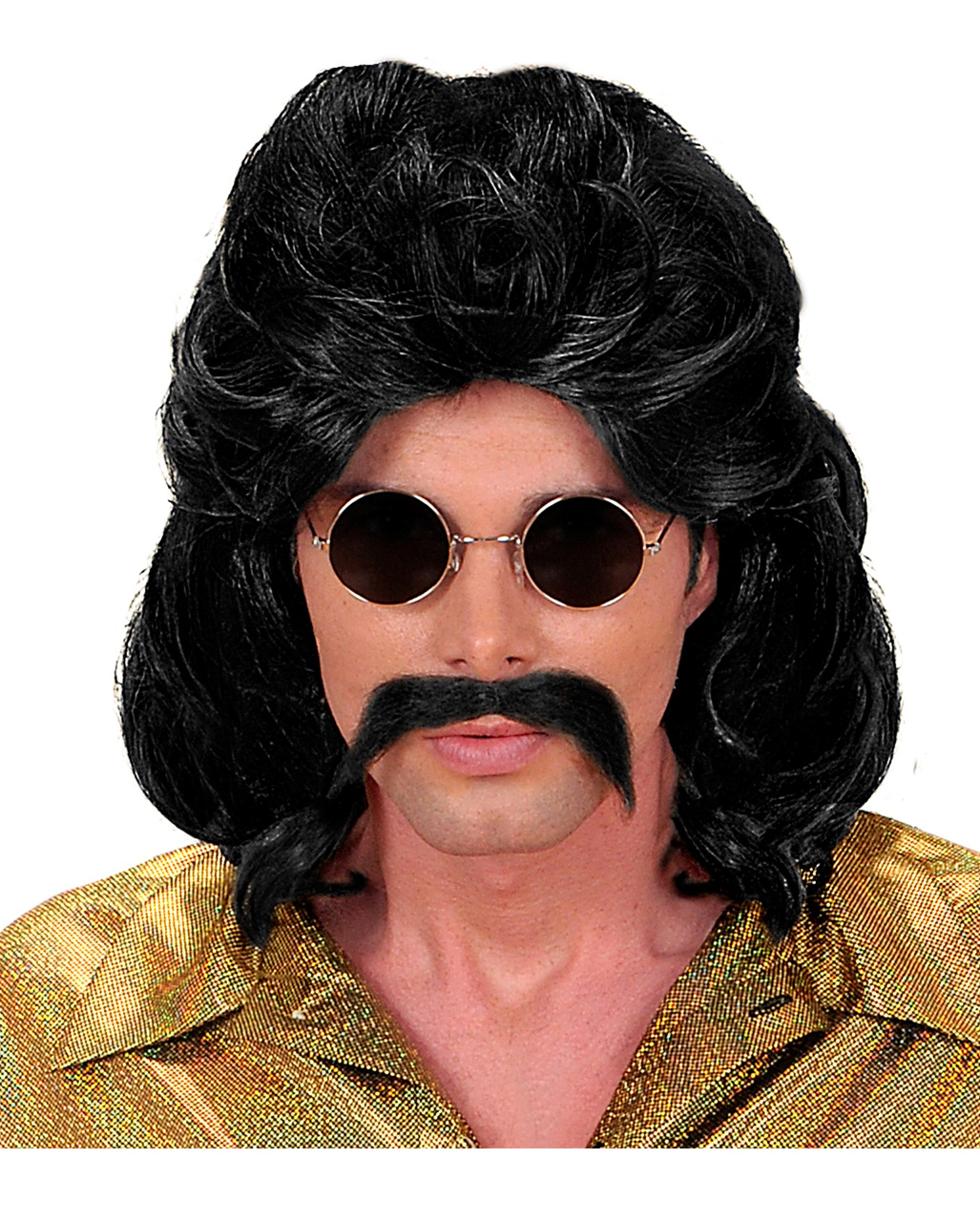 Proll Perücke Wolle schwarz   Schwarze 70er Jahre Perücke