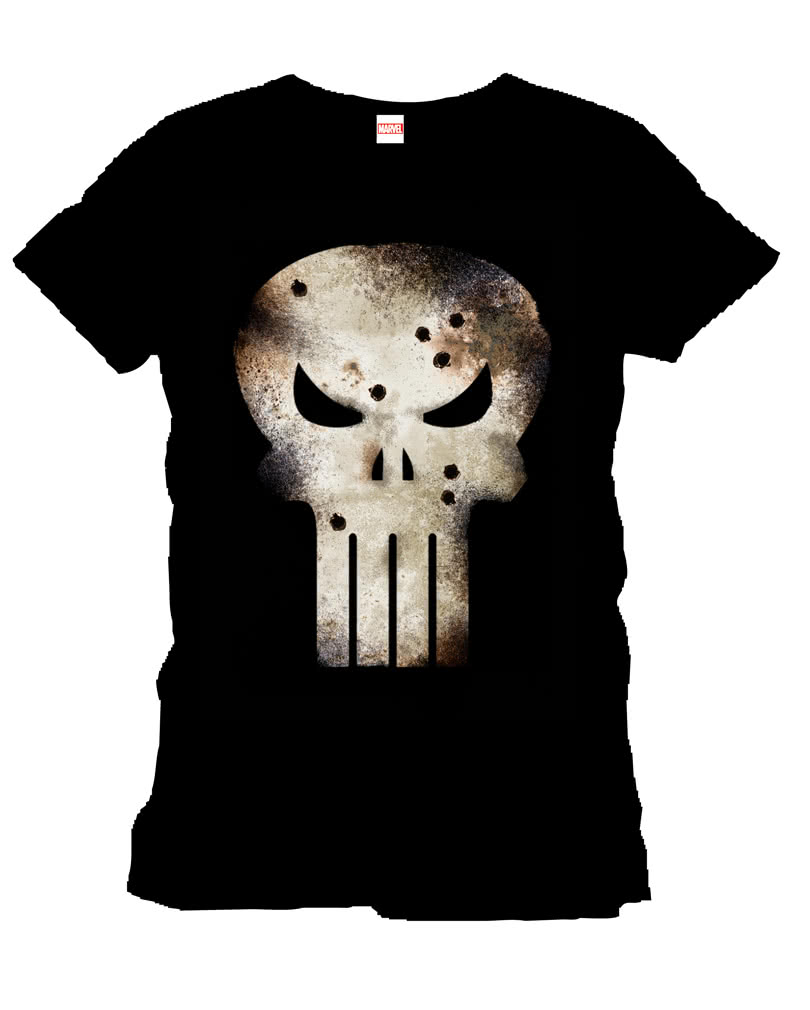 Punisher Logo T-Shirt  Gunshot Skull T-Shirt XXL