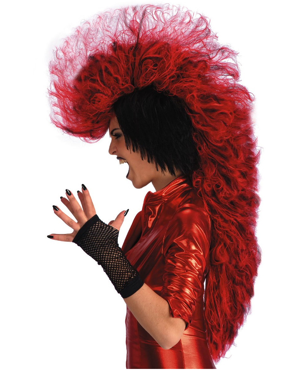 Punk Devil Perücke schwarz rot Halloween Perücke