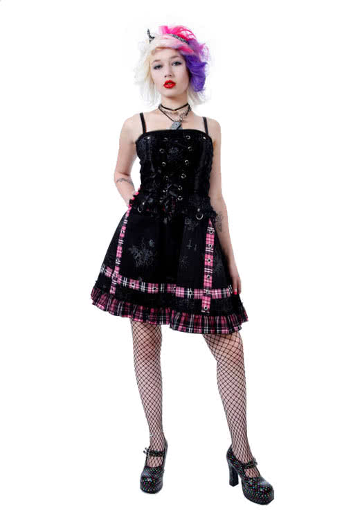 Punk Minikleid Pink Large Punk Minikleid karo Mini Kleid Punk Kleid