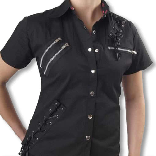 Punk Hemd schwarz -Punk Shirt-Punk Fashion S / 34