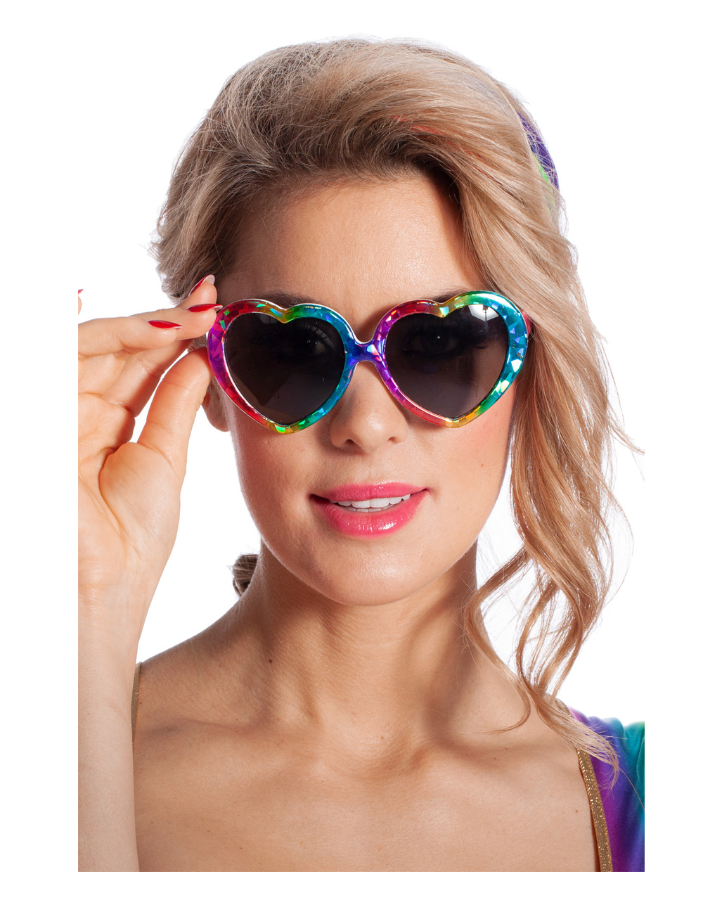 Regenbogen Herz Brille  Kostümzubehör