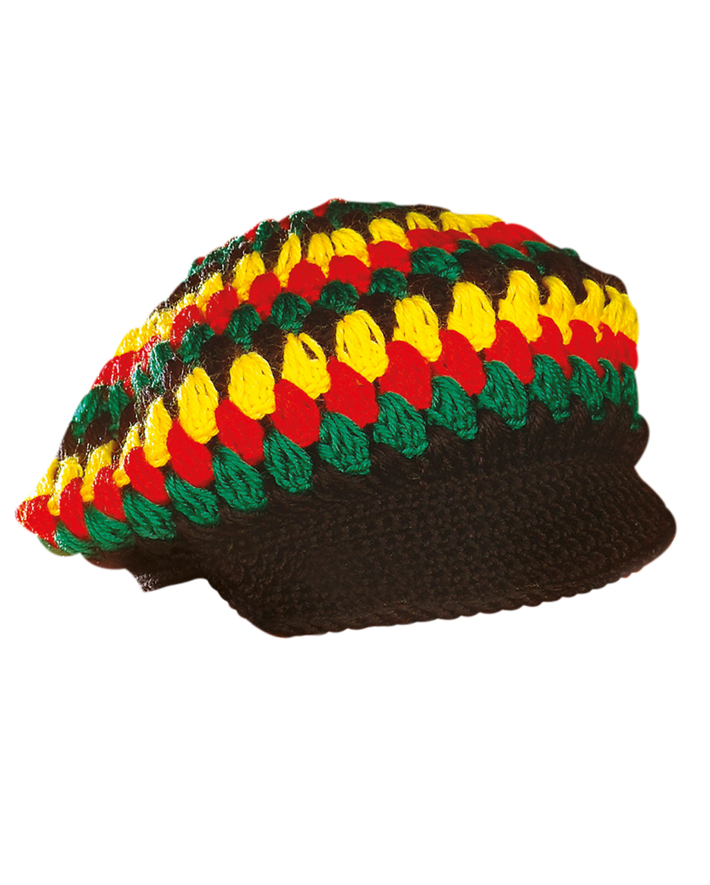 Jamaika Häkelmütze mit Schirm Reggae Mütze