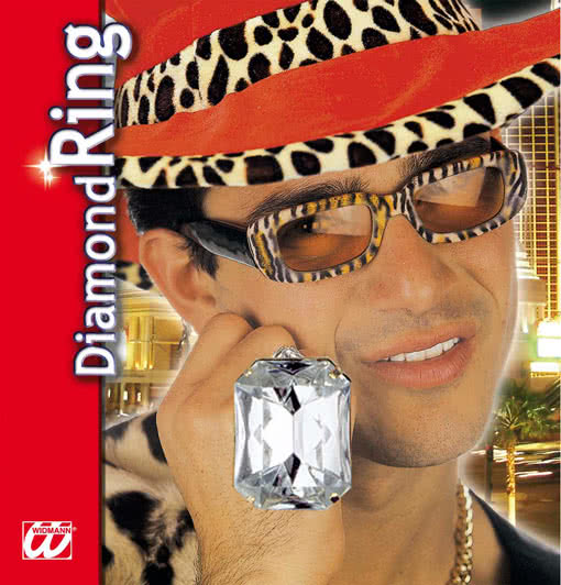 Ring mit weissen Schmuckstein  Zuhälter & Pimp Schmuck