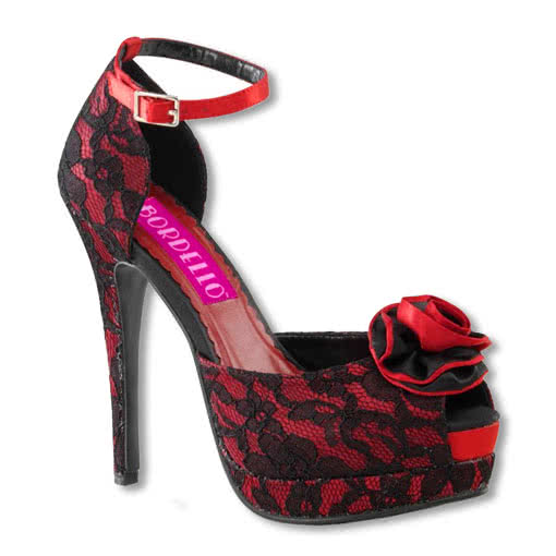 Red Satin Bordello High Heels Gothic Schuhe 36