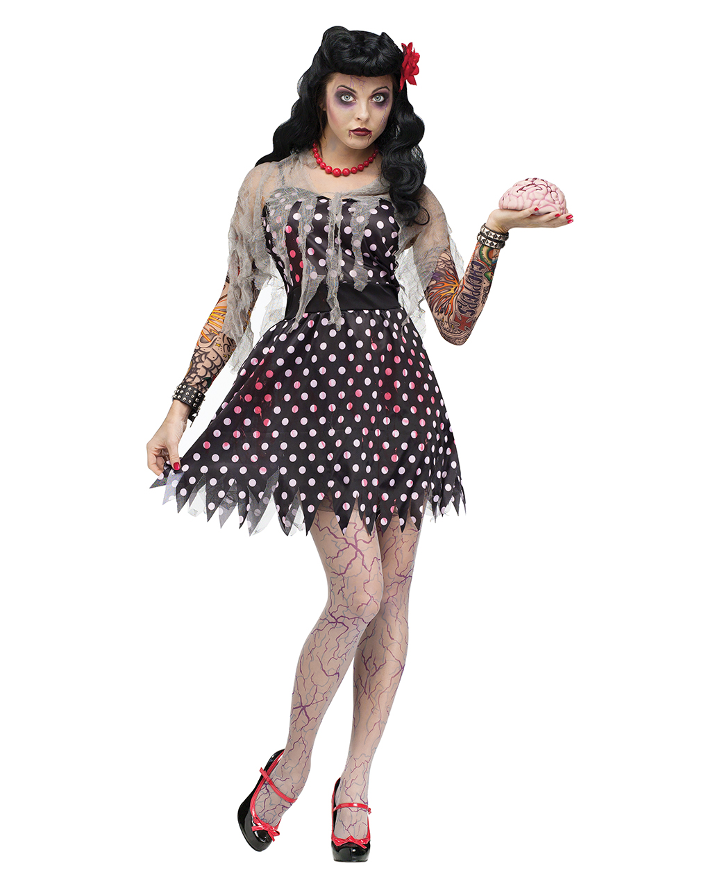 Rockabilly Zombie Kostüm Zombie Rock'n'Roll Tänzerin Kleid M/L