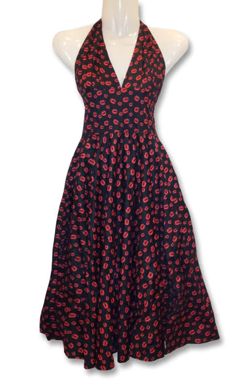 Petticoat Kleid mit Kussmund -Rockabilly Kleid-Pinup Kleid- S / 36