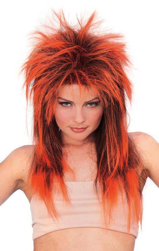 Rockstar Perücke Neon Orange Günstige Faschingsperücken kaufen