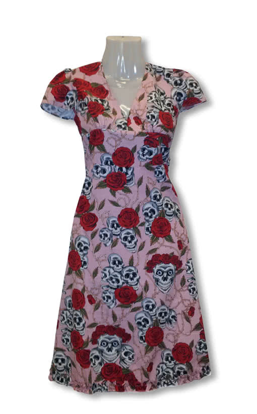Rosen Kleid pink Rockabilly Kleid M / 38