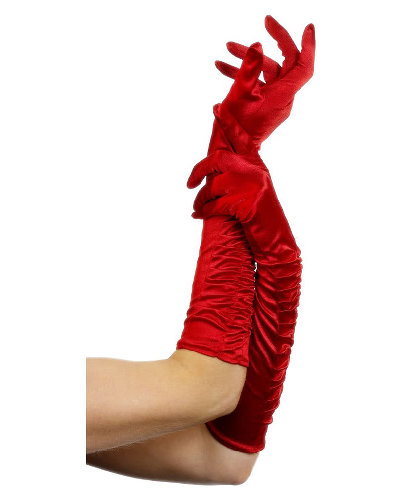 Ellenbogenlange Handschuhe rot als Kostümzubehör
