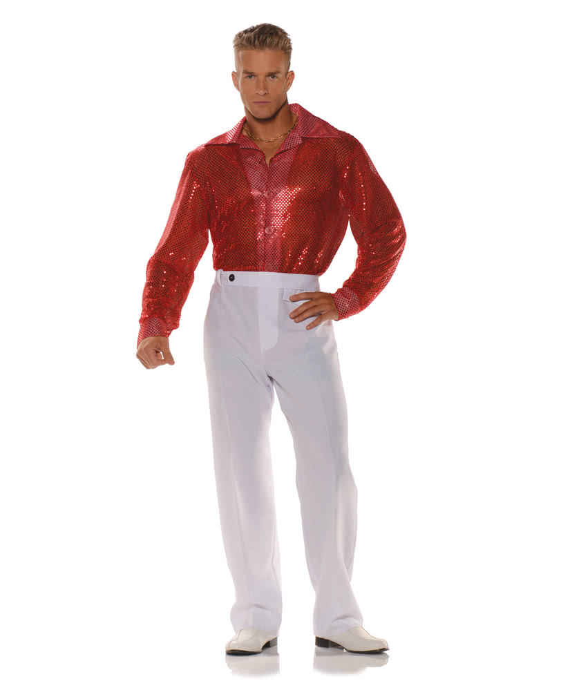 Pailletten Hemd rot   Glitzernders Disco-Hemd für Männer One Size