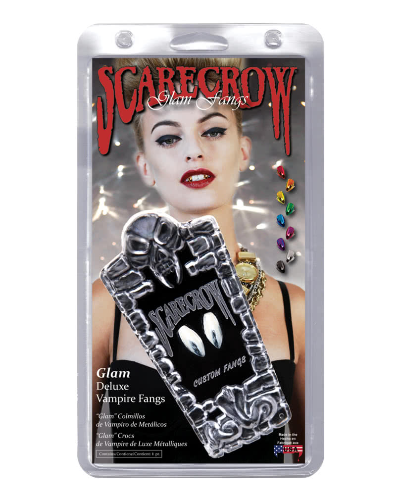 Scarecrow Vampir Eckzähne chromfarben als Make-up Zubehör