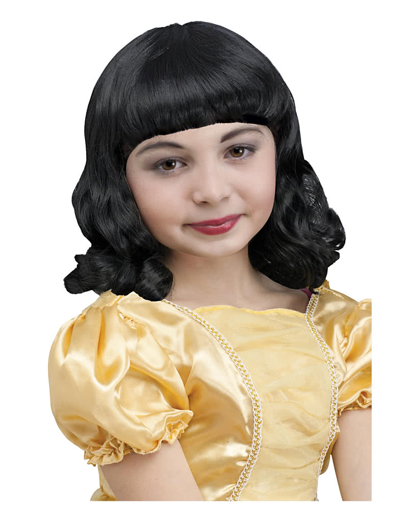 Schneewittchen Kinderperücke Schwarz für Märchenkostüme