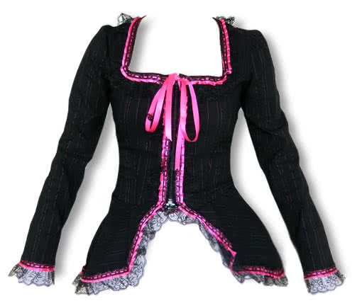 Schößchenjacke schwarz-pink -Jacke mit Schößchen XS / 34