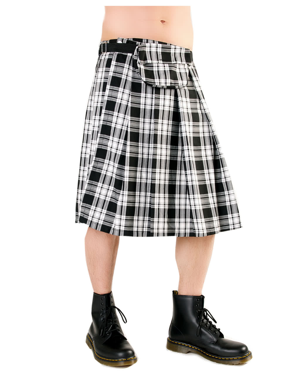 Kurzer Kilt Black Pistol Tartan schwarz/weiß kaufen S