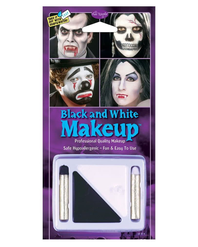 Schwarz / Weiß Make Up Set  Theater Schminke für Fasching &