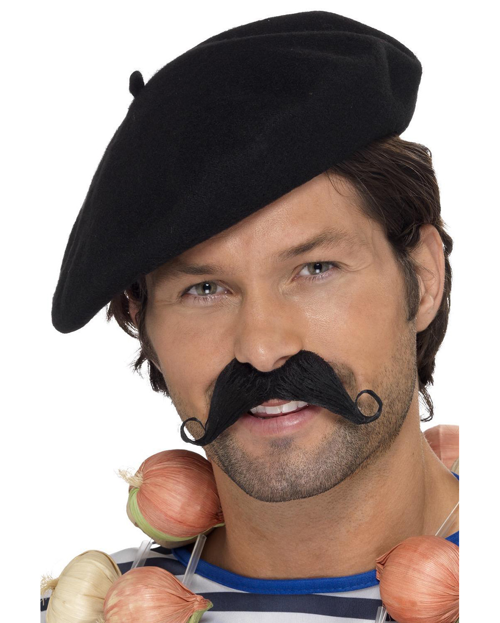 Schwarze Baskenmütze als Faschingsmütze