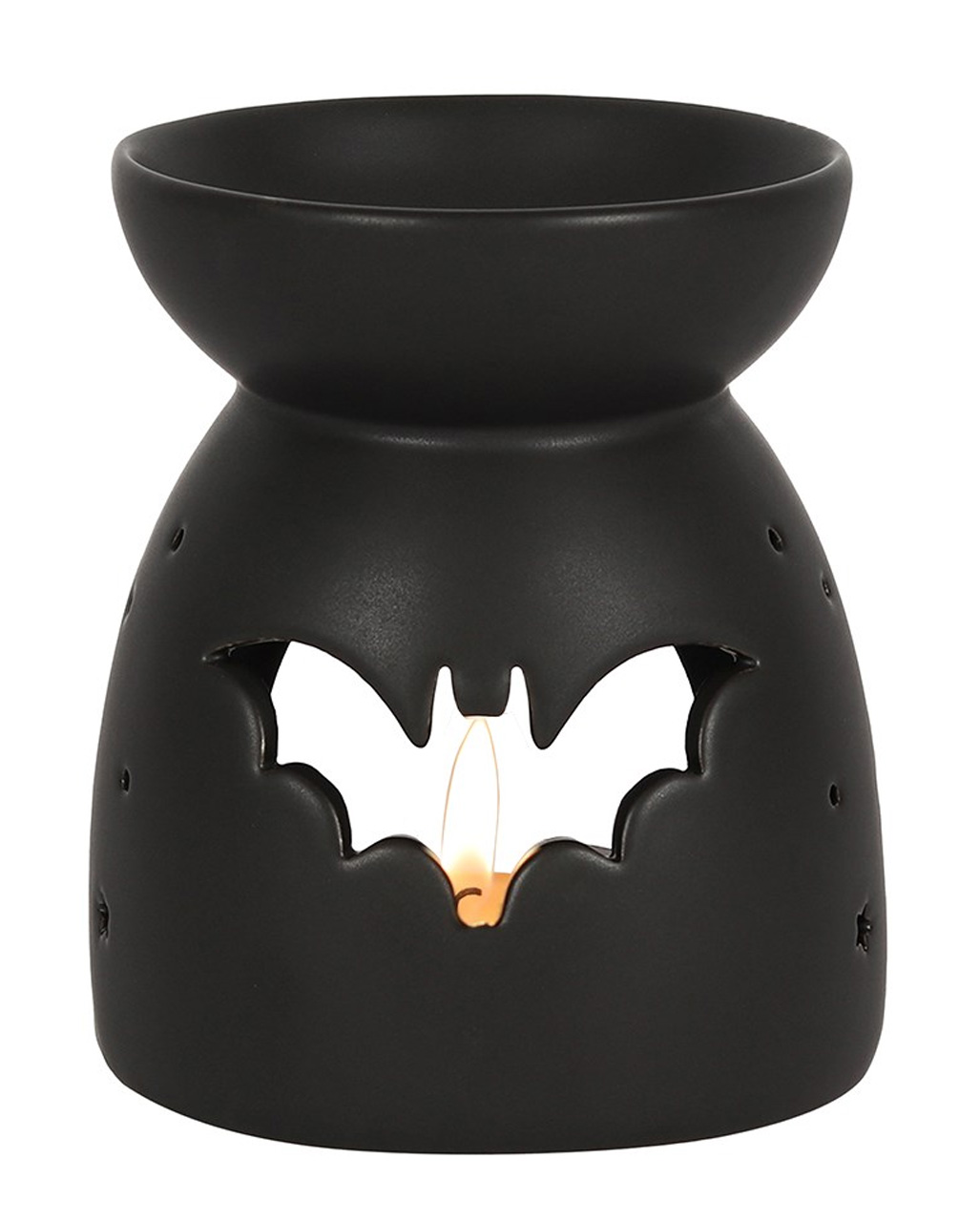 Schwarze Duftlampe mit Fledermaus Motiv bestellen ➔