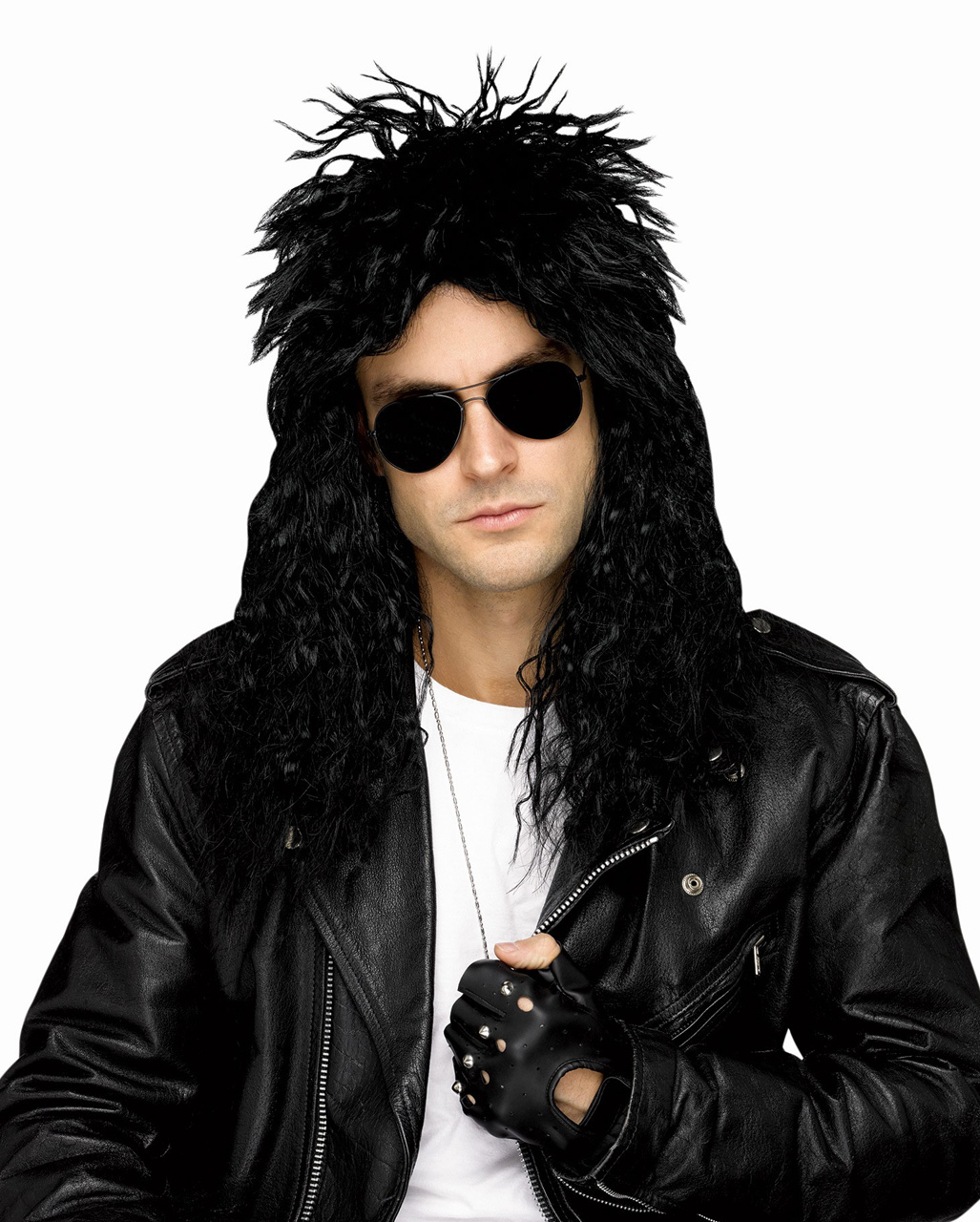Headbanger Perücke schwarz  Mosher Look  Heavy Metal Perücke