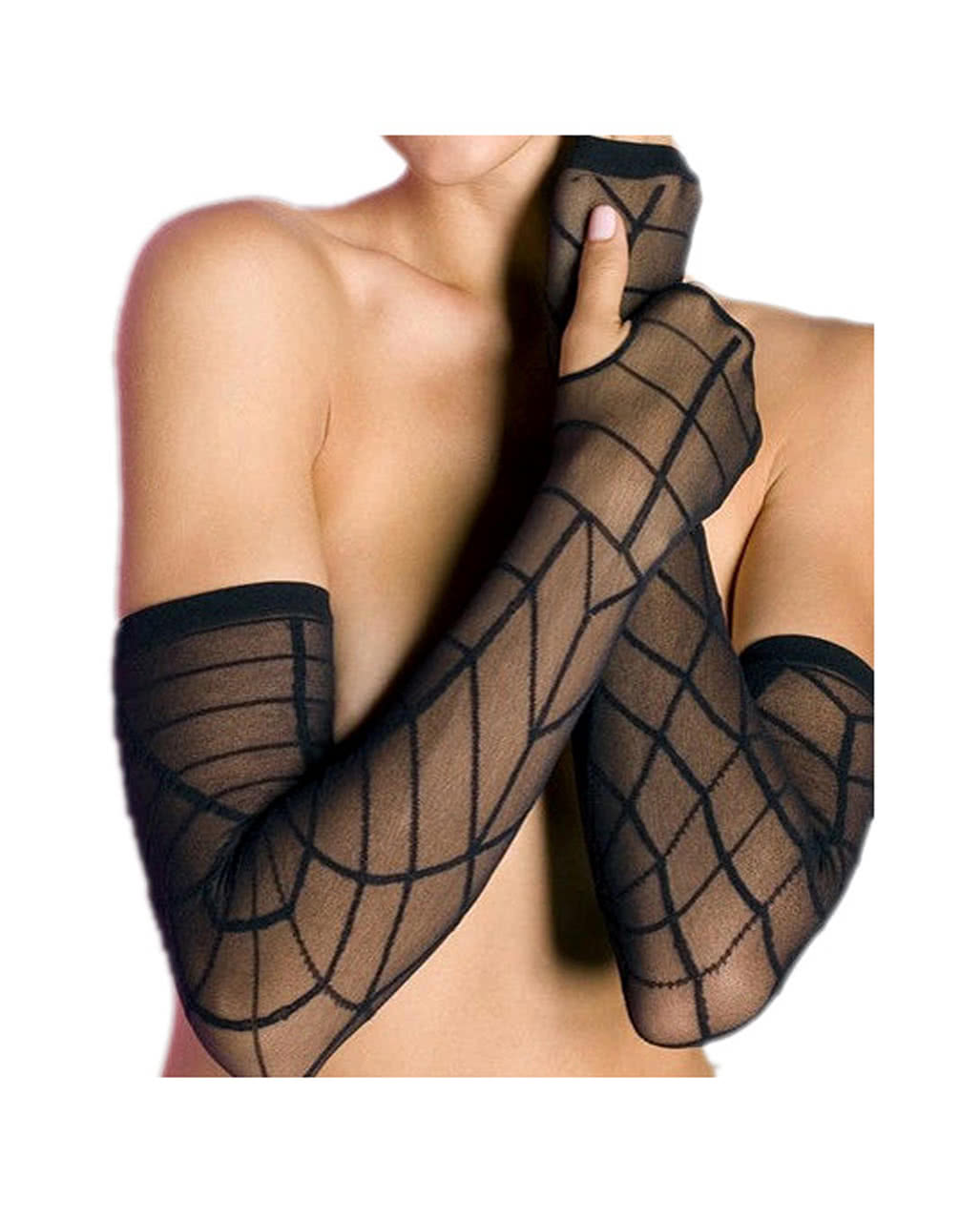 Ellbogenlange Spinnweben Handschuhe Kostümzubehör