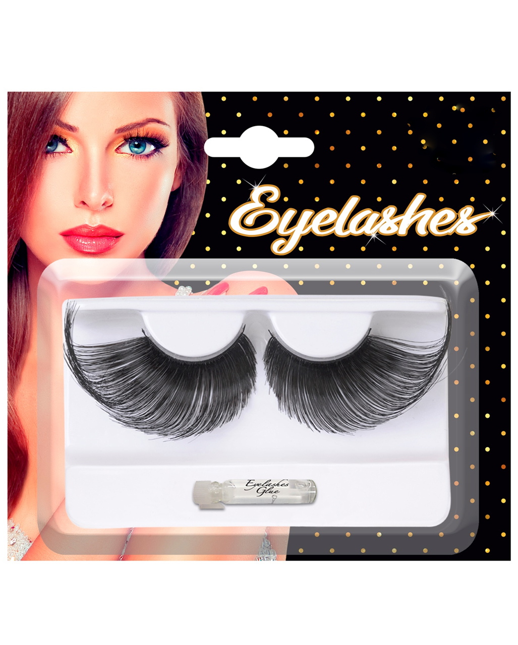 Schwarze Super lange Kunst Wimpern für Halloween