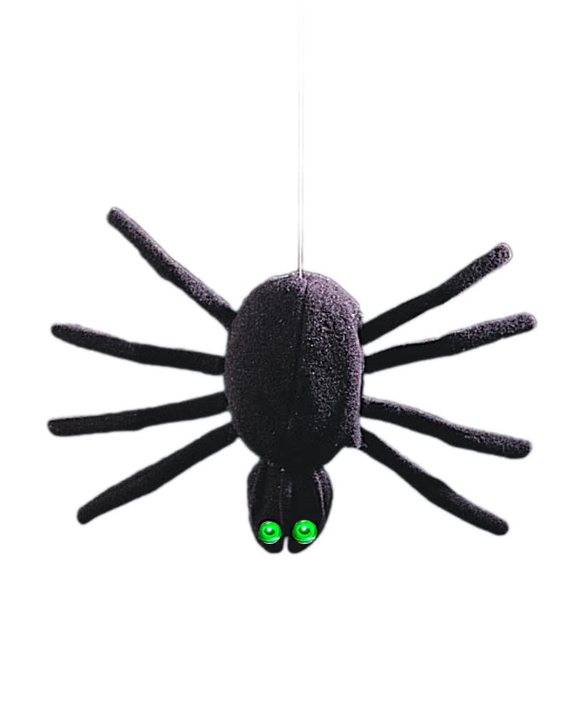 Schwarze sich abseilende Spinne Animatronic Halloween Deko