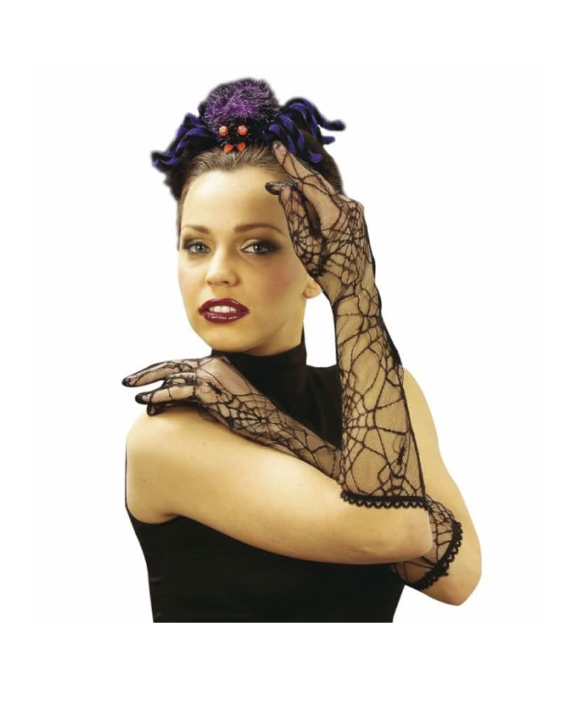 Schwarze Spitzen Spinnweben Handschuhe Elegante Handschuhe mit