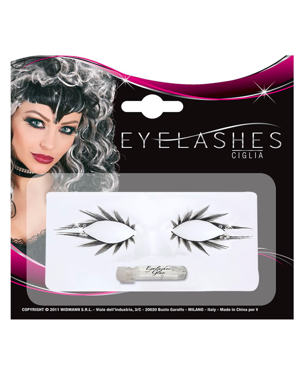 Schwarze Strass Wimpern für Ober- & Unterlid