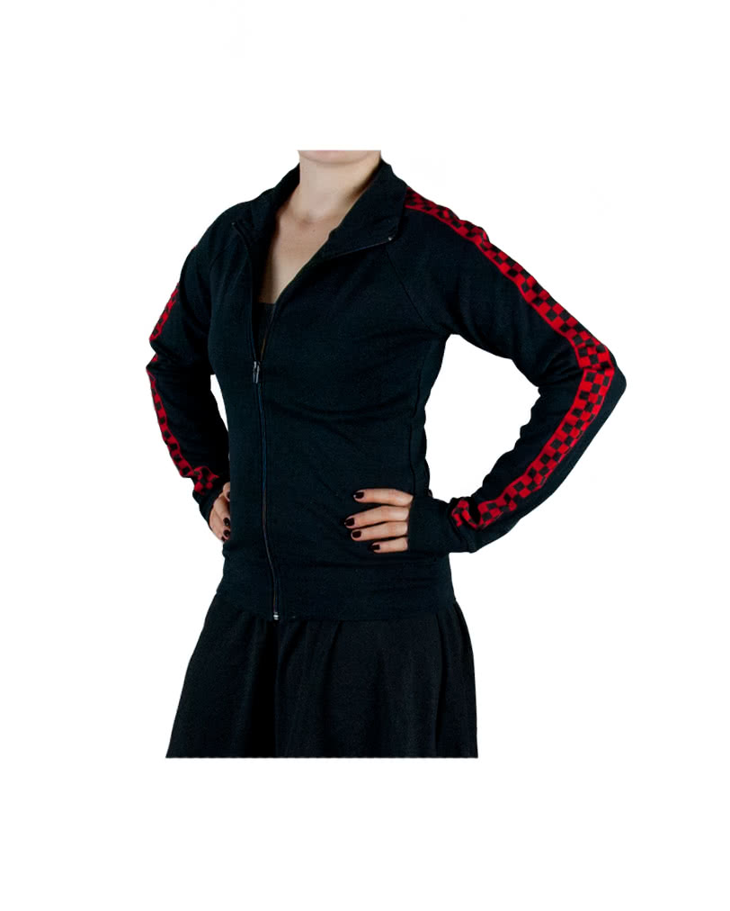 Schwarze Sweatshirt Gothic Jacke  bequeme Jacke mit rotem Karo M