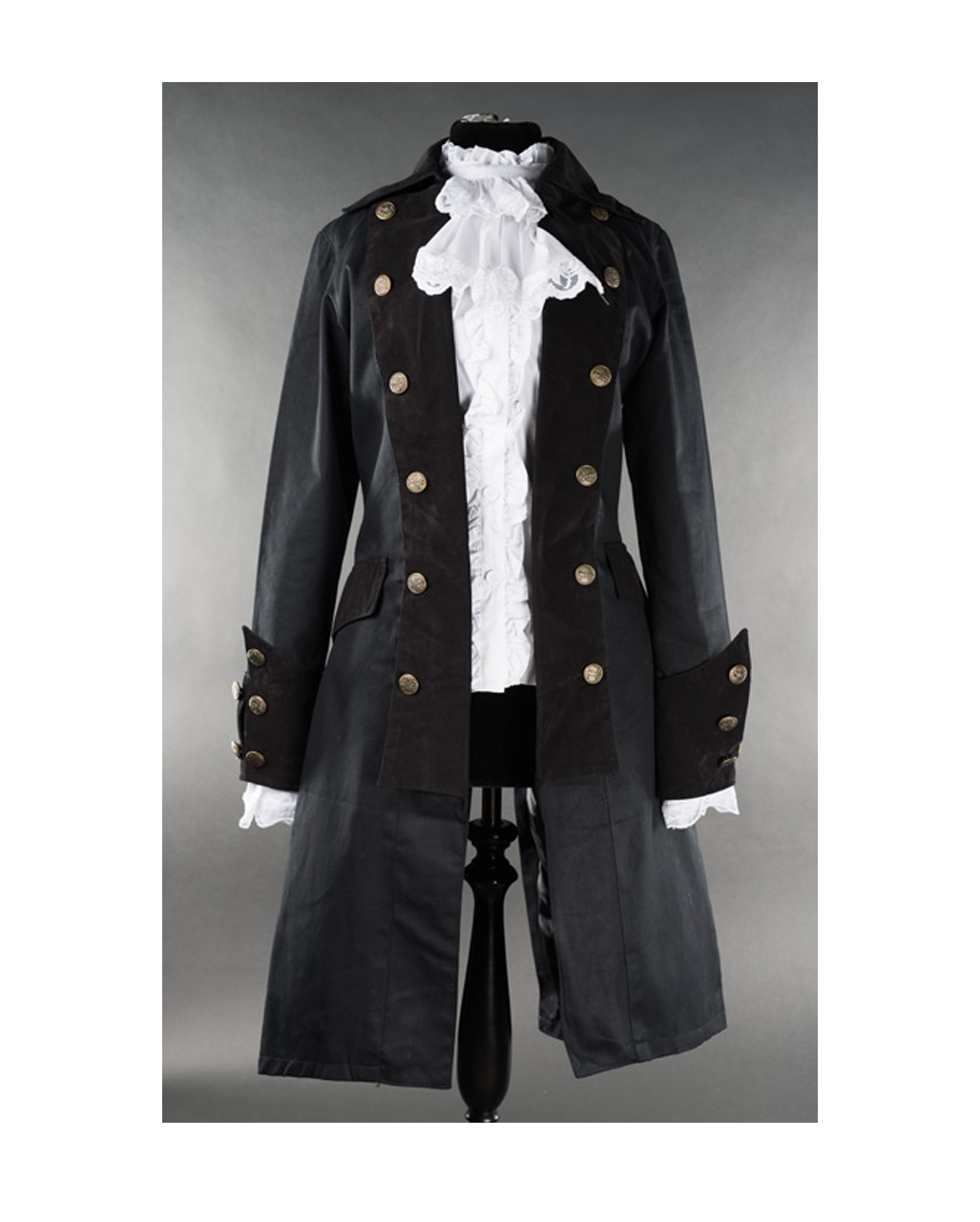 Damen Piratenmantel Schwarz  LARP Kleidung kaufen