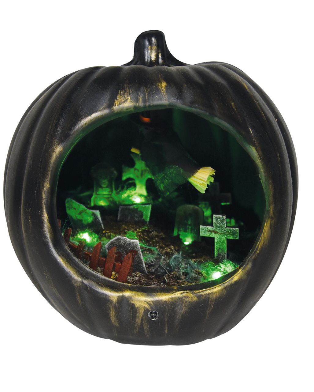 Schwarzer Halloween Kürbis mit Hexen Szenario ?