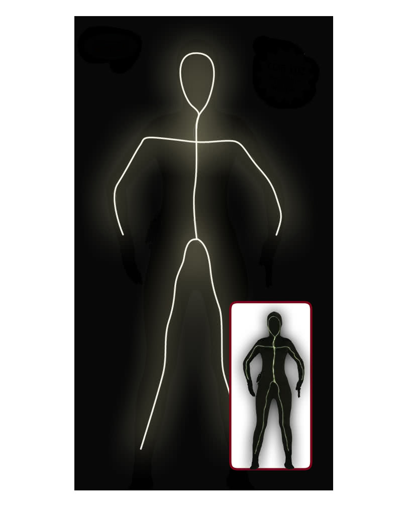 Schwarzer Skinsuit mit Licht für Damen für Fasching & Karneval One Size