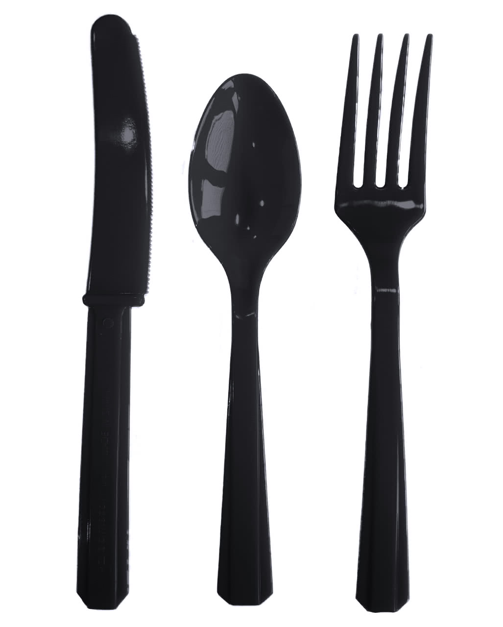 Kunststoffbesteck schwarz 24-teilig   Schwarzes Plastikbesteck