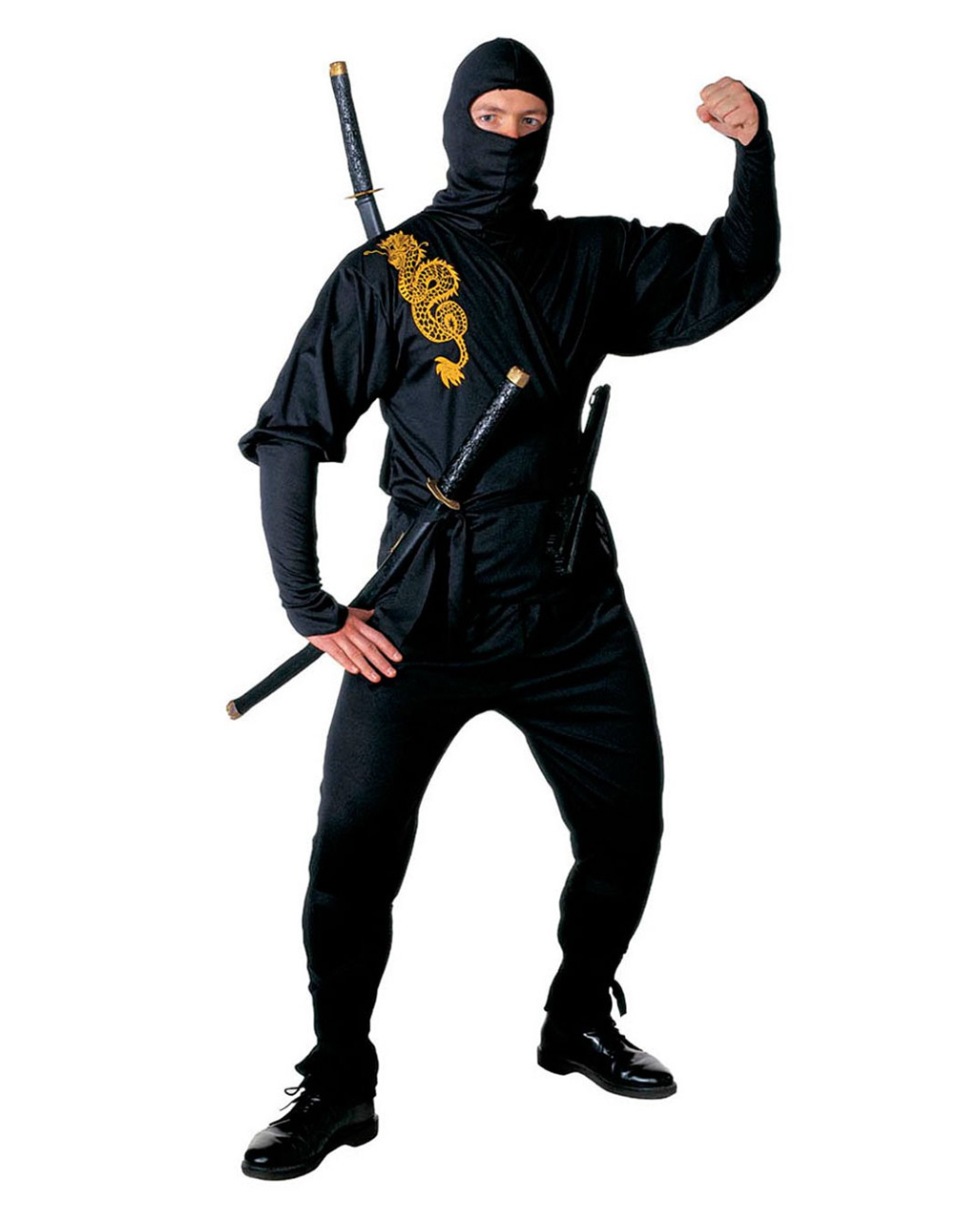 Schwarzes Ninja Kostüm Golden Dragon Gr. S Faschingskostüme online