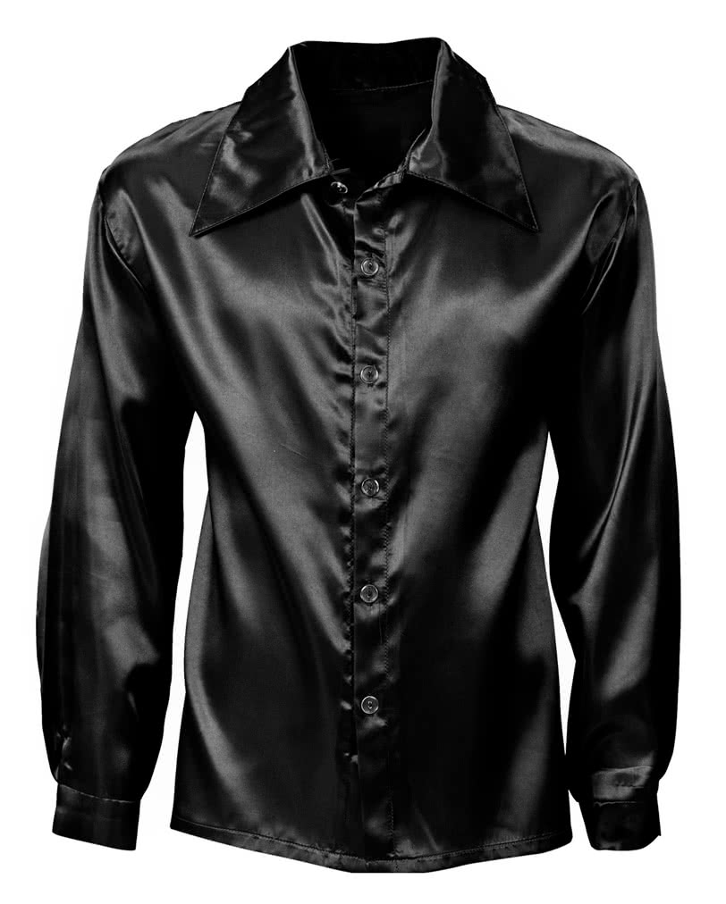 Schwarzes Disco Hemd  70er Jahre Hemd für Männer S