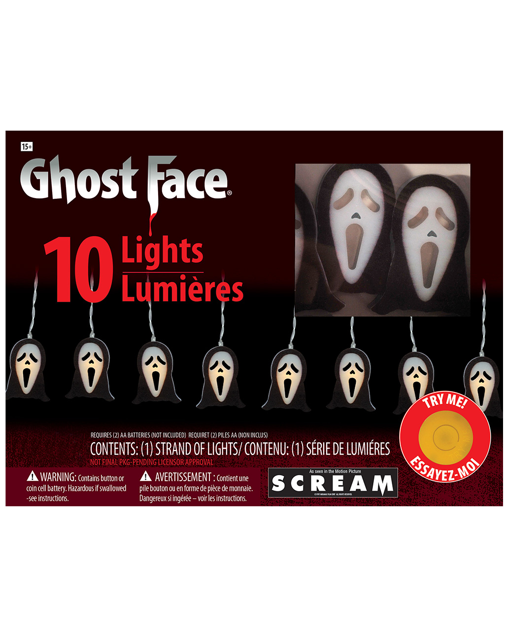 Scream Ghost Face Lichterkette mit 10 LEDs ★