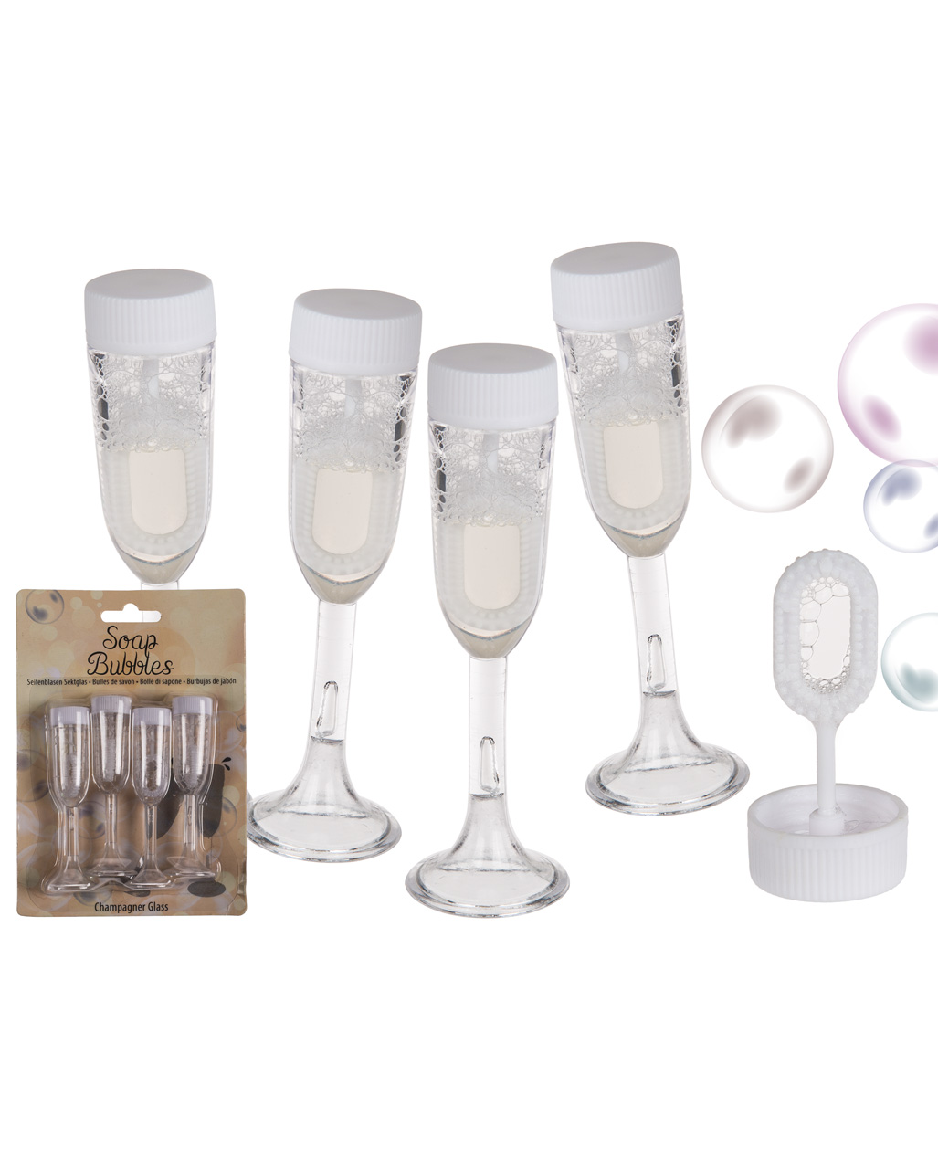 Sektglas Seifenblasen 4 St. für Hochzeit & Silvester