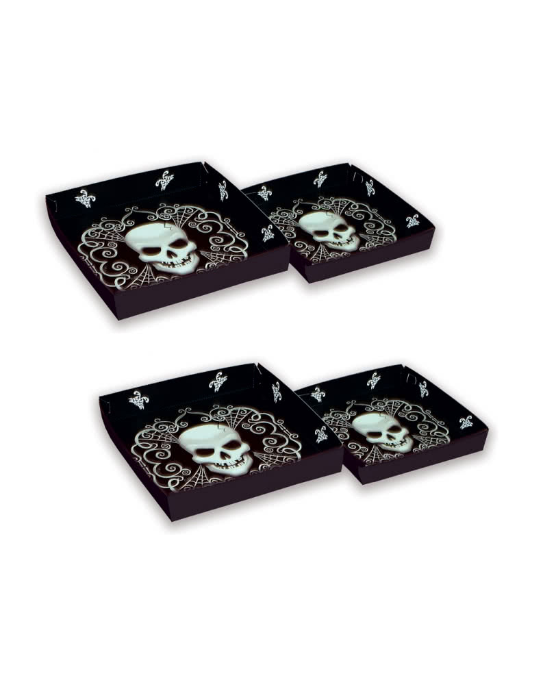 Servierplatten mit Totenkopf Motiv 4-Set Halloween Taplets als